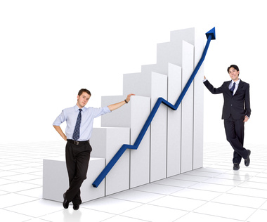 business growth and success chart with business me